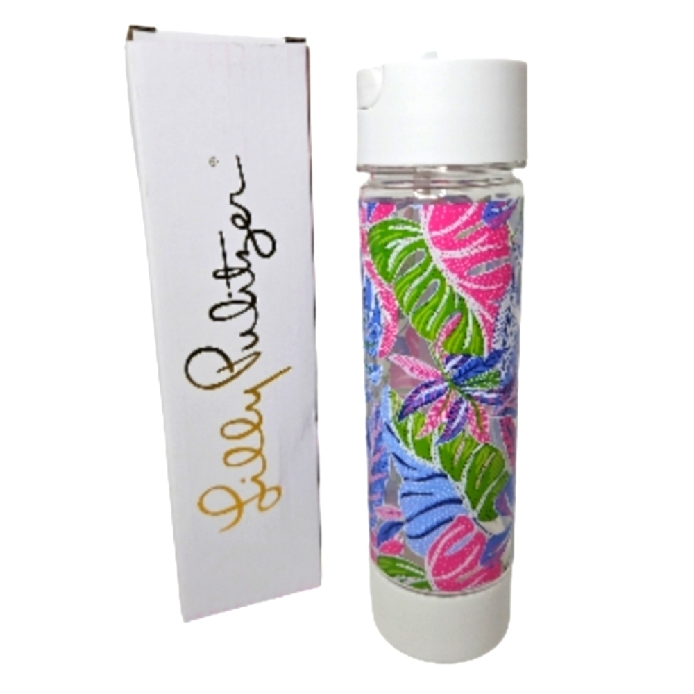 Lilly Pulitzer 24 Ounce Water Bottle Blue Grotto Beleaf In Yourself NEW